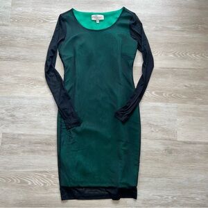 Philosophy Women’s Long Sleeve Mesh Sheer Dress Green/Black-Size S